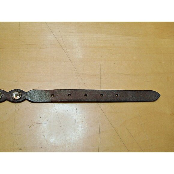 Vintage American Eagle Women Rhinestone Stud Leather Belt L-XL Brown Boho Urban - Picture 5 of 9